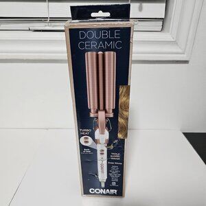 Conair Double Ceramic 3 Barrel Curling Iron | Hair Waver | Beachy Waves Styler